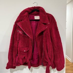 Free People Women's So Cozy Slouchy Sherpa Moto
Jacket Size Medium